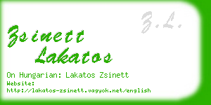 zsinett lakatos business card